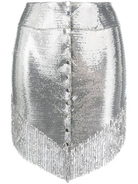 buttoned fringed miniskirt by RABANNE