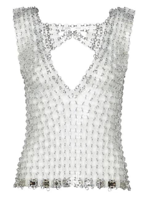 chain-link v-neck top by RABANNE