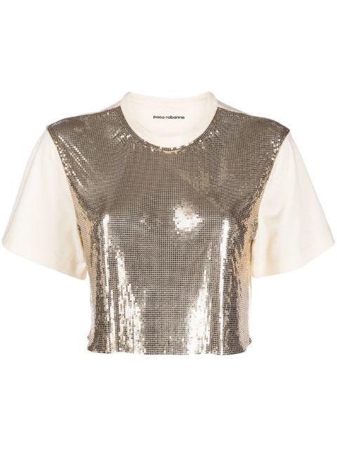chainmail-panel cropped T-shirt by RABANNE