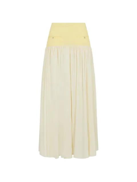 crêpe de chine panelled maxi skirt by RABANNE