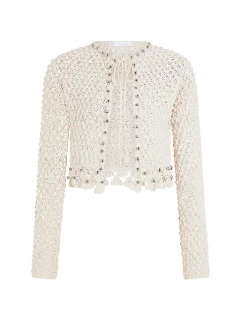 crochet-knit long-sleeved cardigan by RABANNE