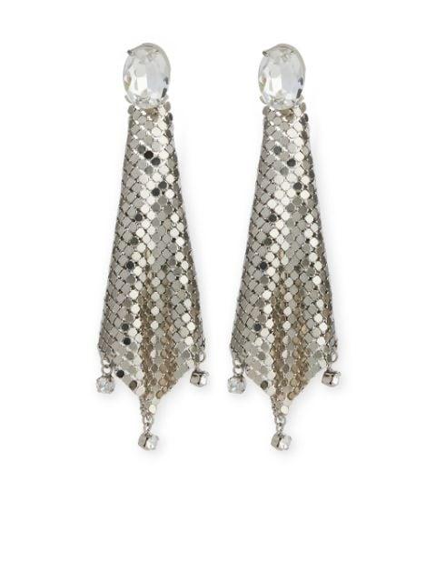crystal-embellished chainmail drop earrings by RABANNE