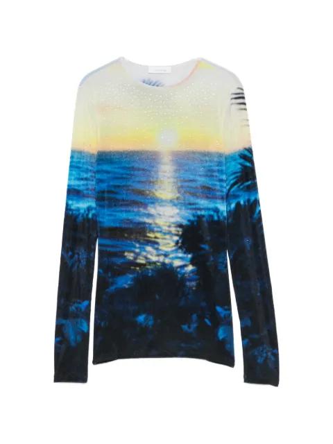 crystal-embellished sunset-print T-shirt by RABANNE