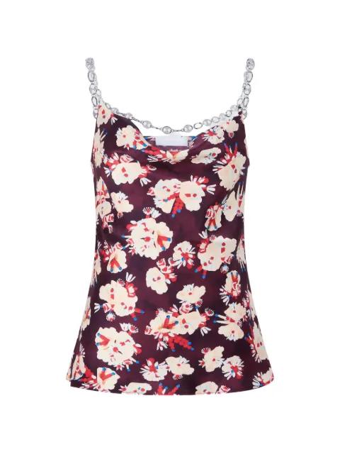 floral-patterned chain-detail top by RABANNE