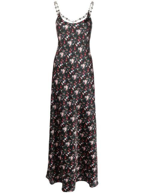 floral-print chain-link maxi dress by RABANNE