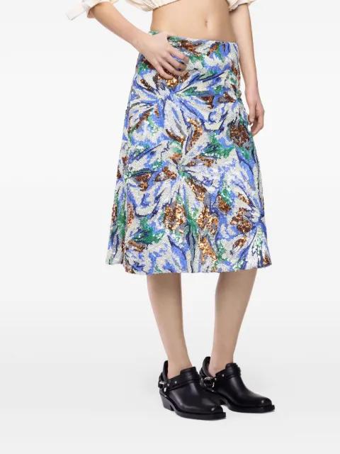 floral-sequin midi skirt by RABANNE