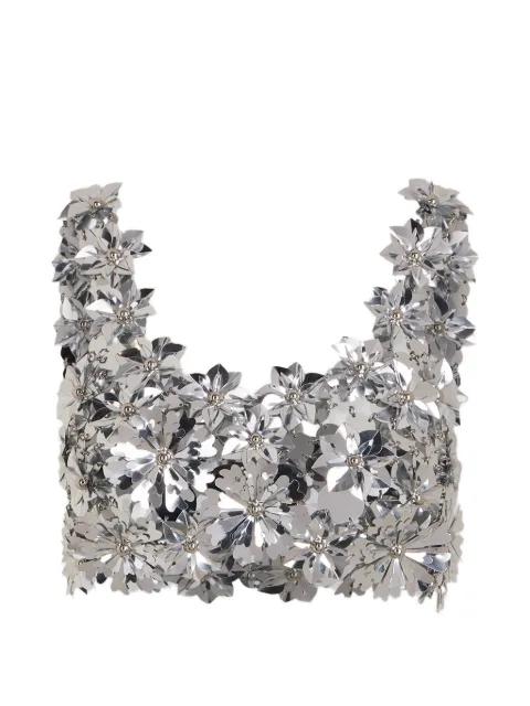 flower-appliqué top by RABANNE