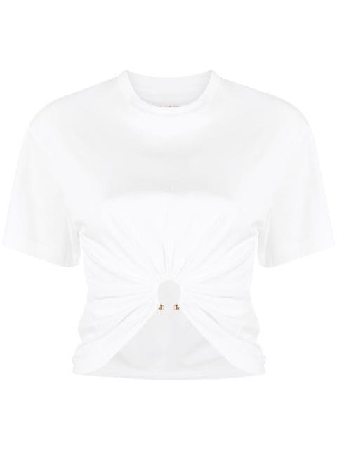 gathered cotton T-shirt by RABANNE