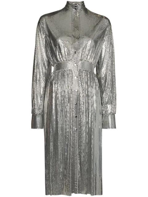 high neck sequin mesh dress by RABANNE