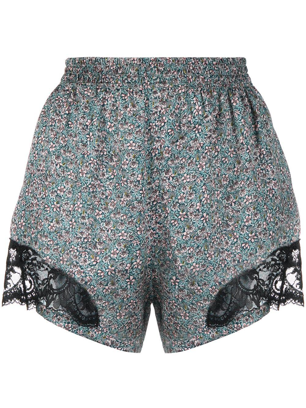lace-panel floral-print shorts by RABANNE