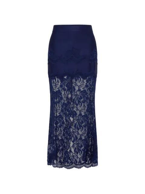 lace-panelled jersey midi skirt by RABANNE
