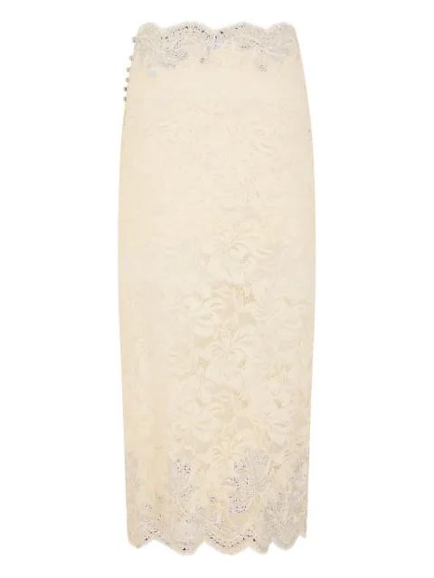 lace scalloped-hem midi skirt by RABANNE