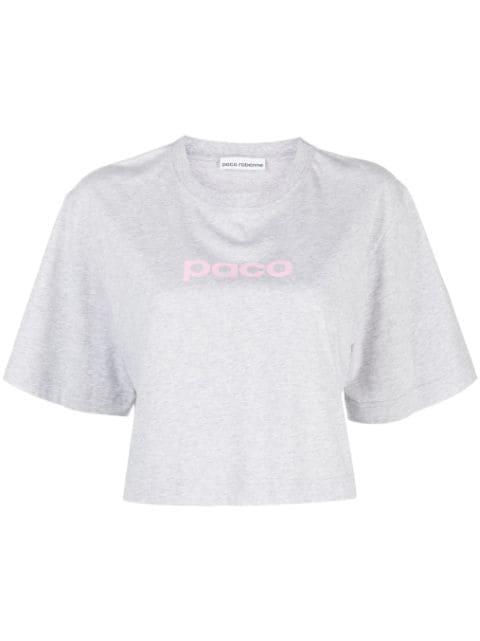 logo-print cropped T-shirt by RABANNE