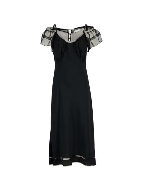 mesh-panelled cold-shoulder midi dress by RABANNE