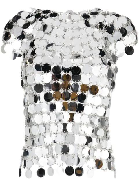 metallic-disks short-sleeved top by RABANNE