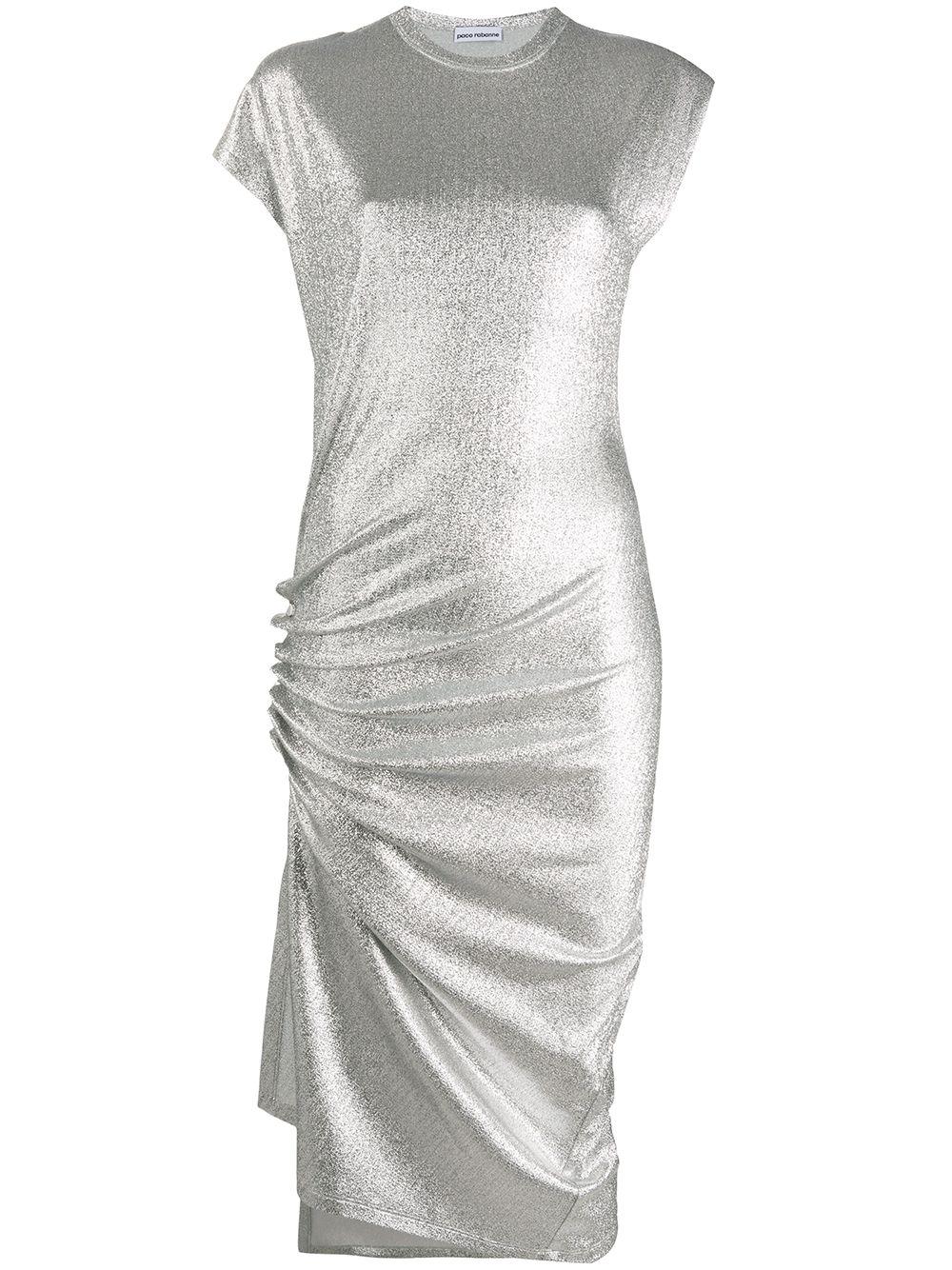metallic ruched side dress by RABANNE