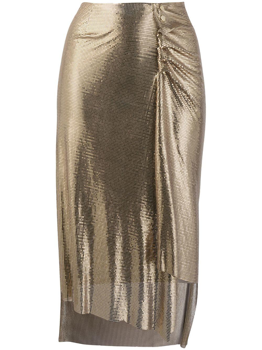 metallic ruched skirt by RABANNE