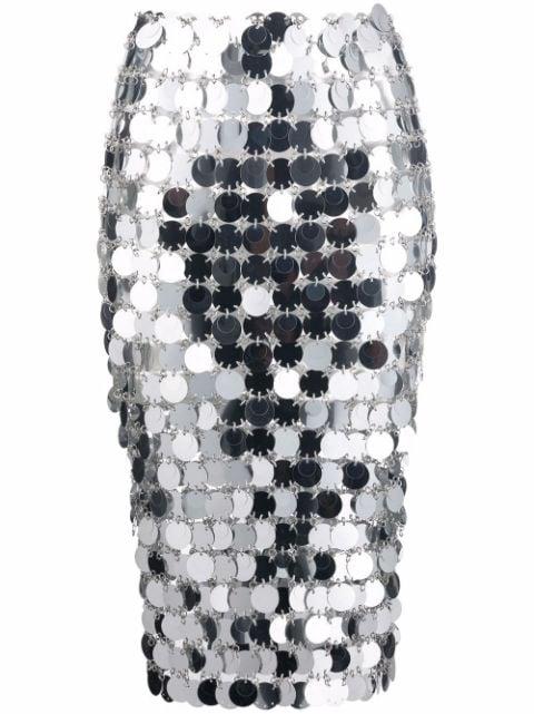 mirror-effect sequin midi skirt by RABANNE
