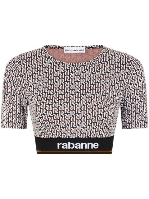 monogram-print cropped T-shirt by RABANNE