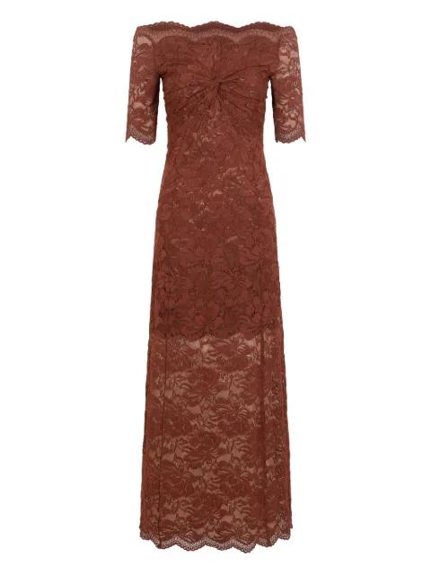 off-shoulder lace midi dress by RABANNE