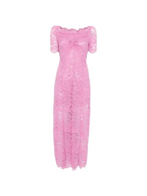 off-shoulder lace midi dress by RABANNE