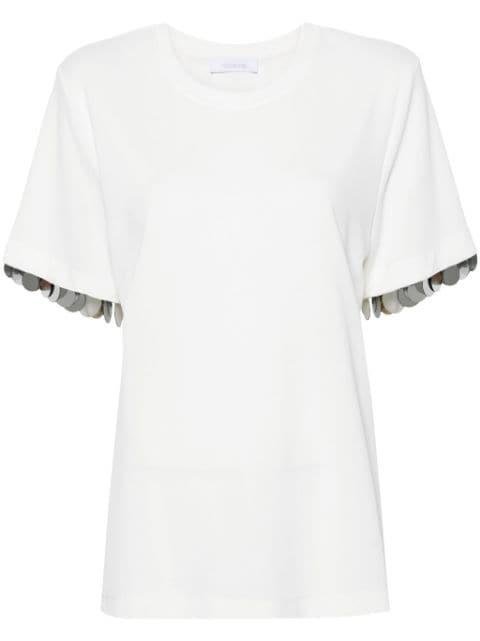paillette-embellished crepe T-shirt by RABANNE