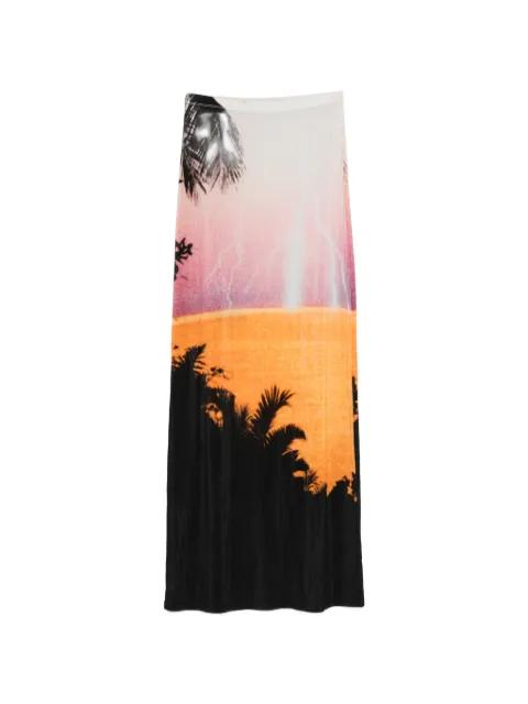 palm print midi skirt by RABANNE