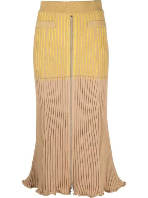 panelled rib-detail midi skirt by RABANNE