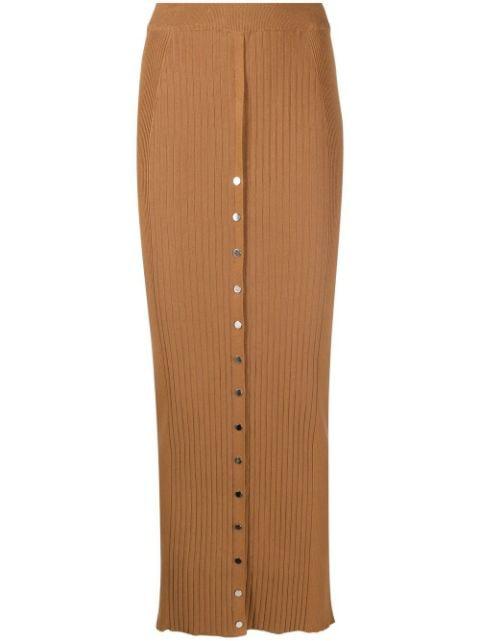 ribbed cotton-blend midi skirt by RABANNE
