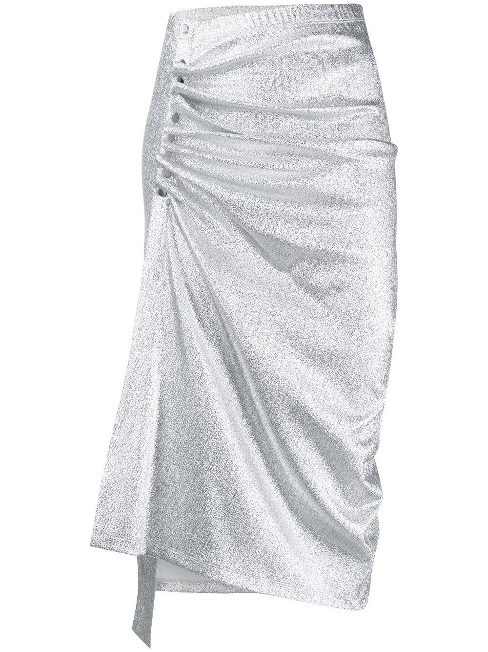 ruched metallic midi skirt by RABANNE