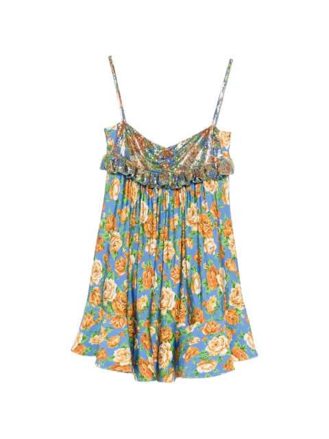 ruffled floral mini dress by RABANNE