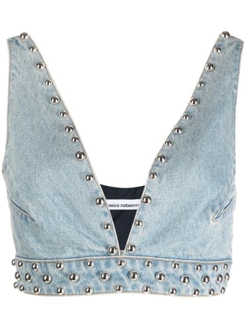 studded denim bralette by RABANNE