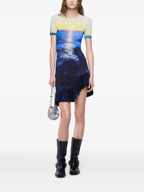 sunset-print ruffled-trim mini dress by RABANNE
