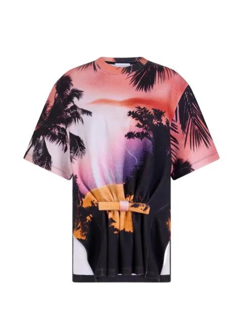 thunderstorm-print bow-detail T-shirt by RABANNE