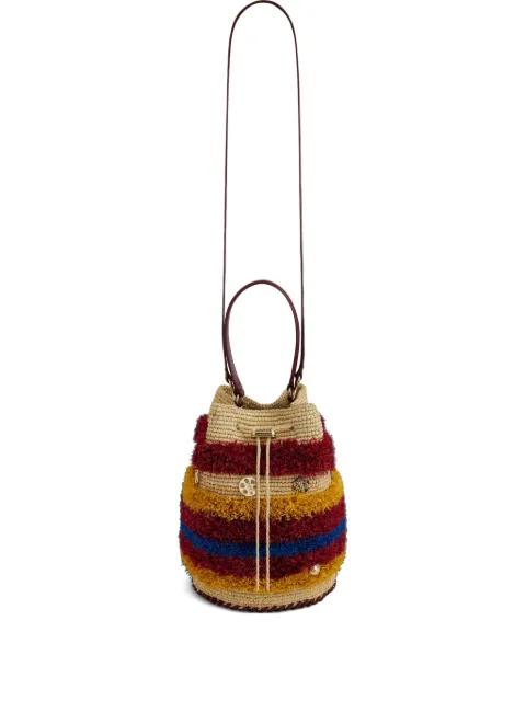 woven striped bucket bag by RABANNE