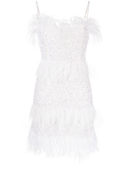 Frenchy sequin-embellished feather minidress by RACHEL GILBERT