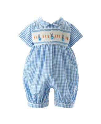 Boys' Gingham Bunny Smocked Babysuit - Baby by RACHEL RILEY