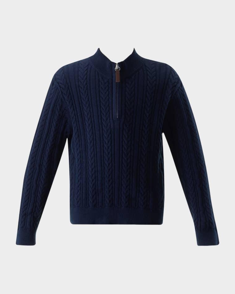 Boy's Half-Zip Cable-Knit Sweater, Size 2-10 by RACHEL RILEY
