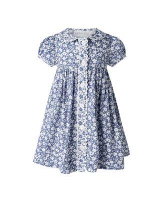 Girls' Blue Floral Button-front Dress and Bloomers - Baby by RACHEL RILEY