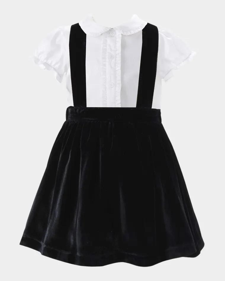Girl's Eloise Silk Velvet Pinafore Set, Size 3-14 by RACHEL RILEY