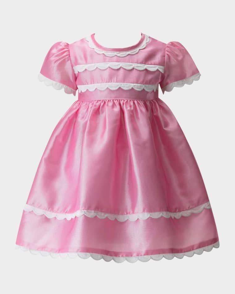 Girl's Eloise Taffeta Scalloped Dress & Bloomers Set, Size 6M-24M by RACHEL RILEY
