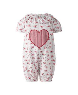 Girls' Floral Heart Applique Bubble Romper - Baby by RACHEL RILEY