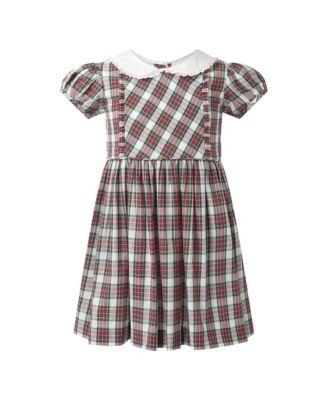 Girls' Ivory Tartan Frill Front Dress - Little Kid by RACHEL RILEY Girls' Ivory Tartan Frill Front Dress - Little Kid by RACHEL RILEY