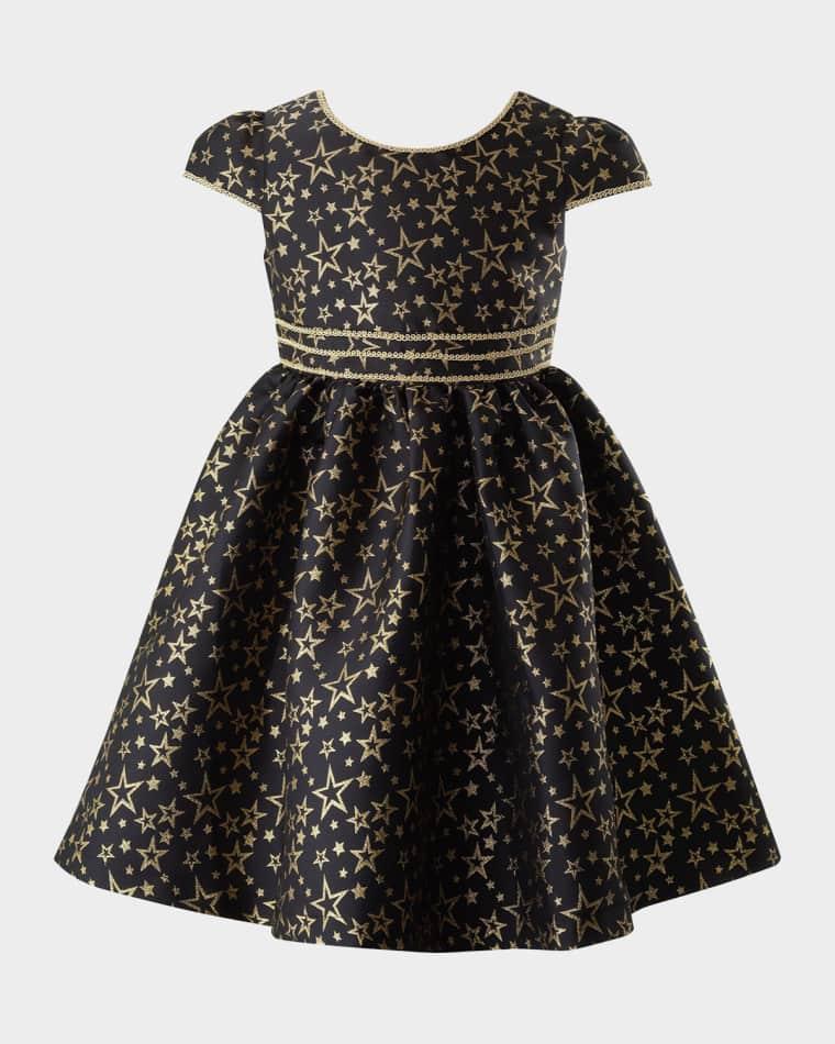 Girl's Star-Print Damask Dress, Size 2-10 by RACHEL RILEY