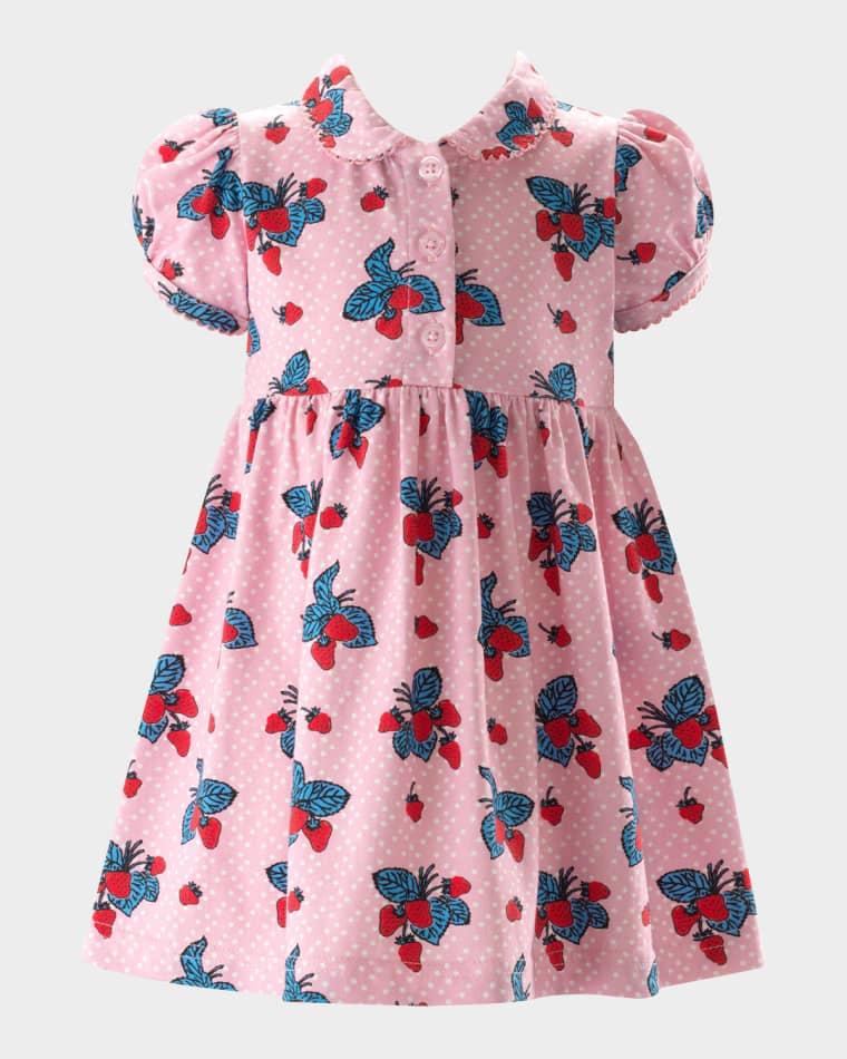 Girl's Strawberry-Print Jersey Dress by RACHEL RILEY