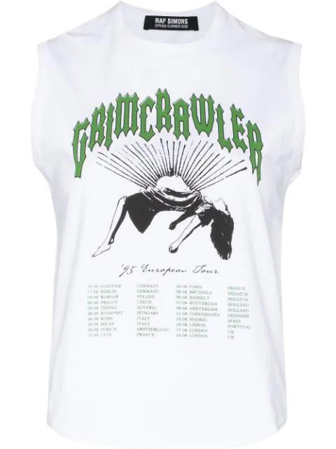 Grimcrawler-print sleeveless top by RAF SIMONS