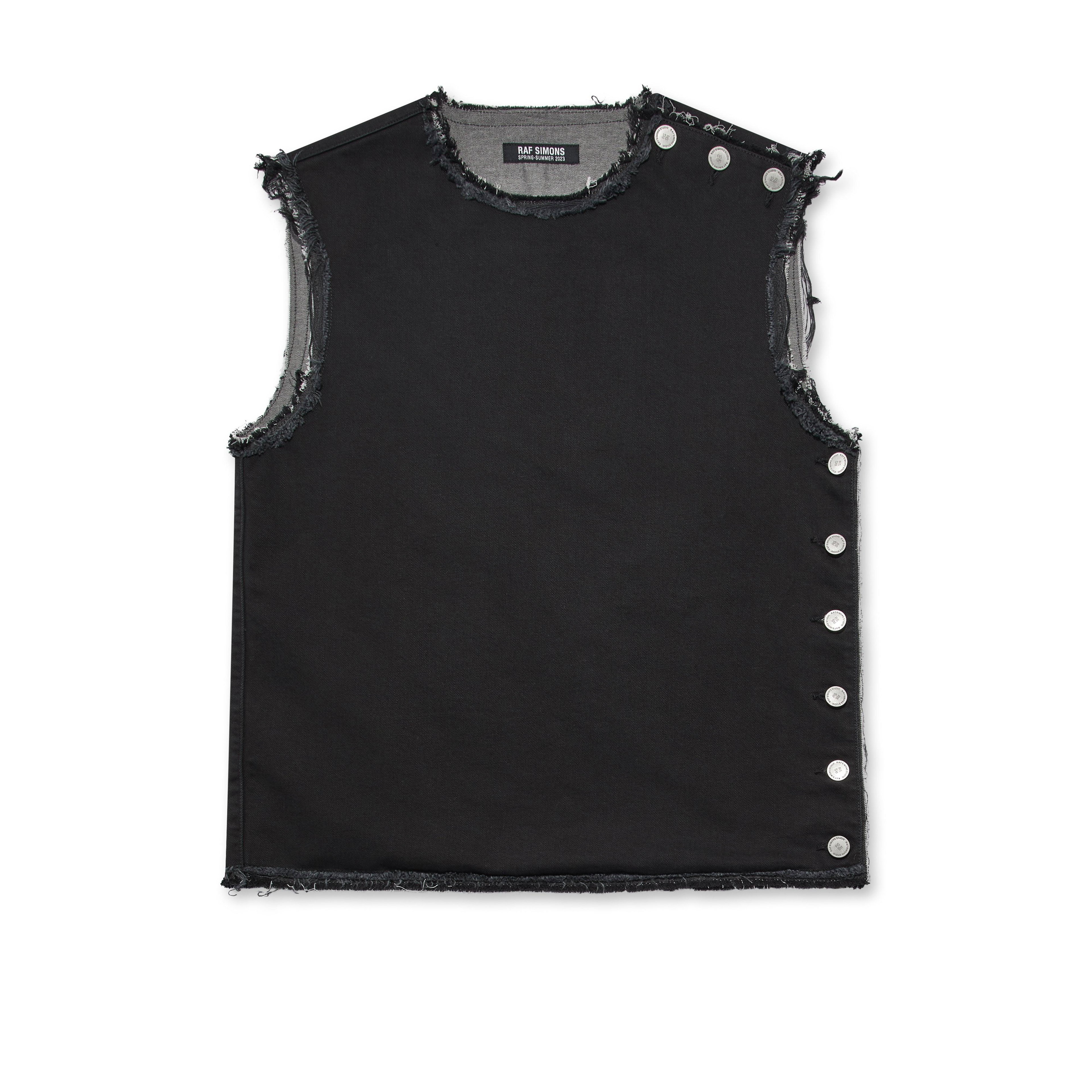 RAF SIMONS - Men's Doubled Denim Top Washed - (Black) by RAF SIMONS