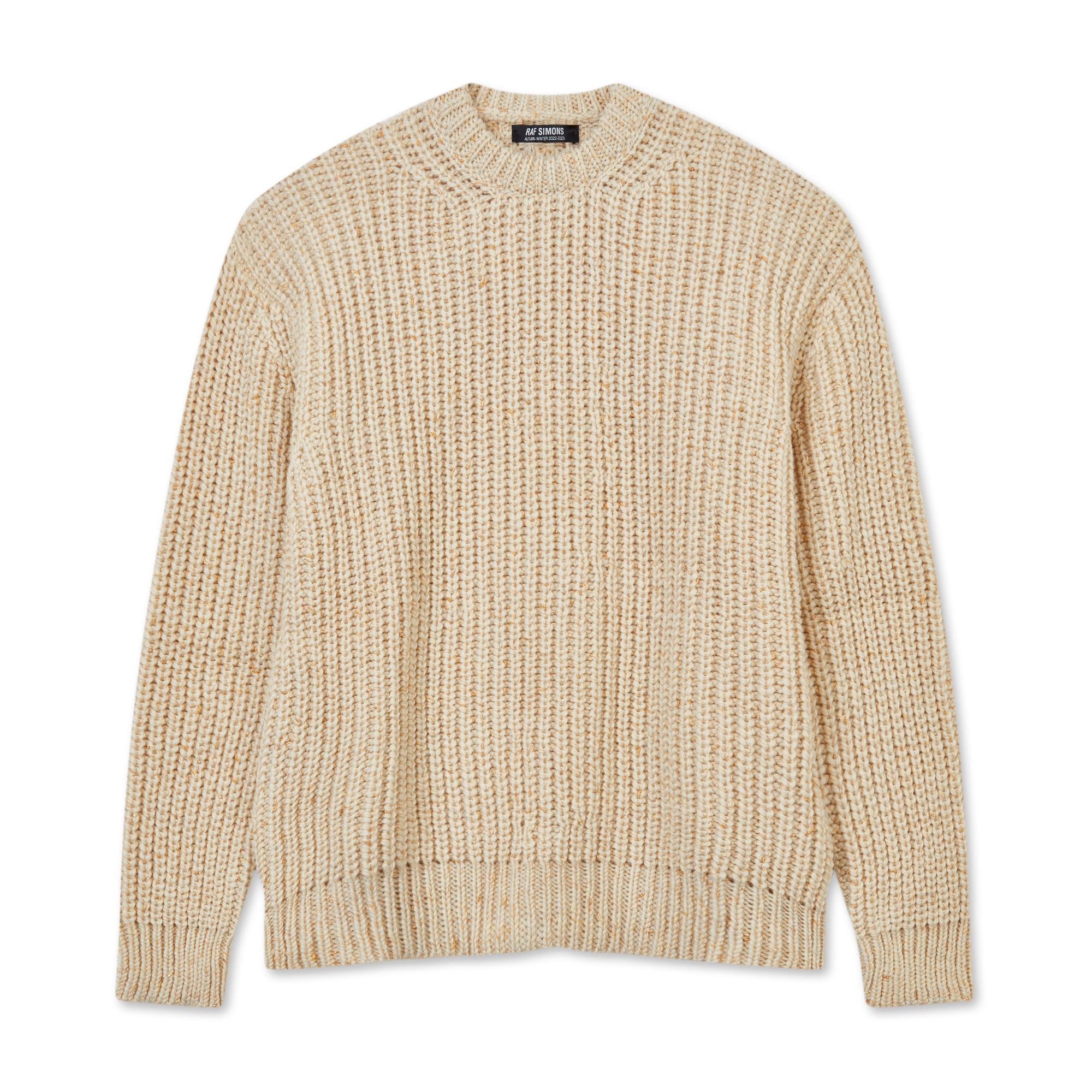Raf Simons - Men’s Bulky Pearl Ribbed Roundneck Sweater - (Ecru Yellow) by RAF SIMONS