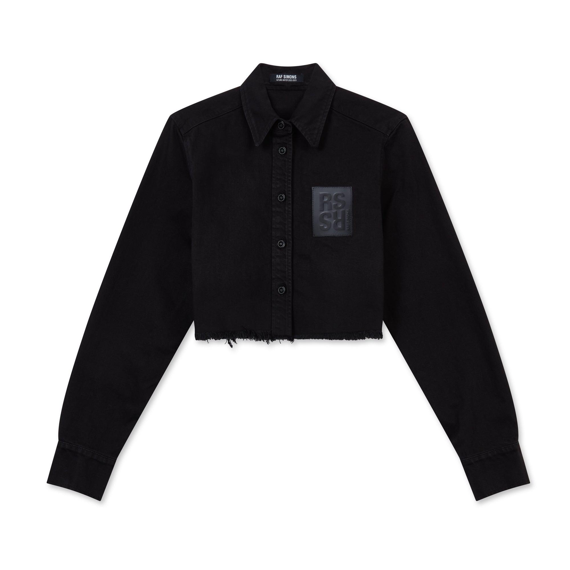 Raf Simons - Women’s Cropped Denim Shirt With R Pin - (Black) by RAF SIMONS