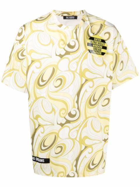 abstract-print T-shirt by RAF SIMONS